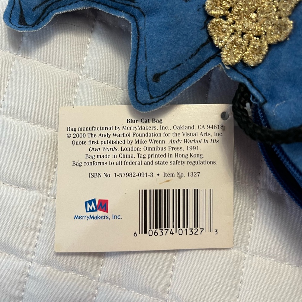 RARE Vintage Andy Warhol Blue Cat Pop Art Purse New With Tags - Picture 5 of 8
